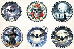 Halloween Round Stamp Clipart Bundle - CraftNest - Digital Crafting and Art