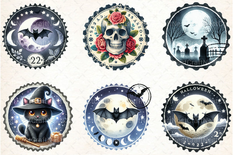 Halloween Round Stamp Clipart Bundle - CraftNest - Digital Crafting and Art