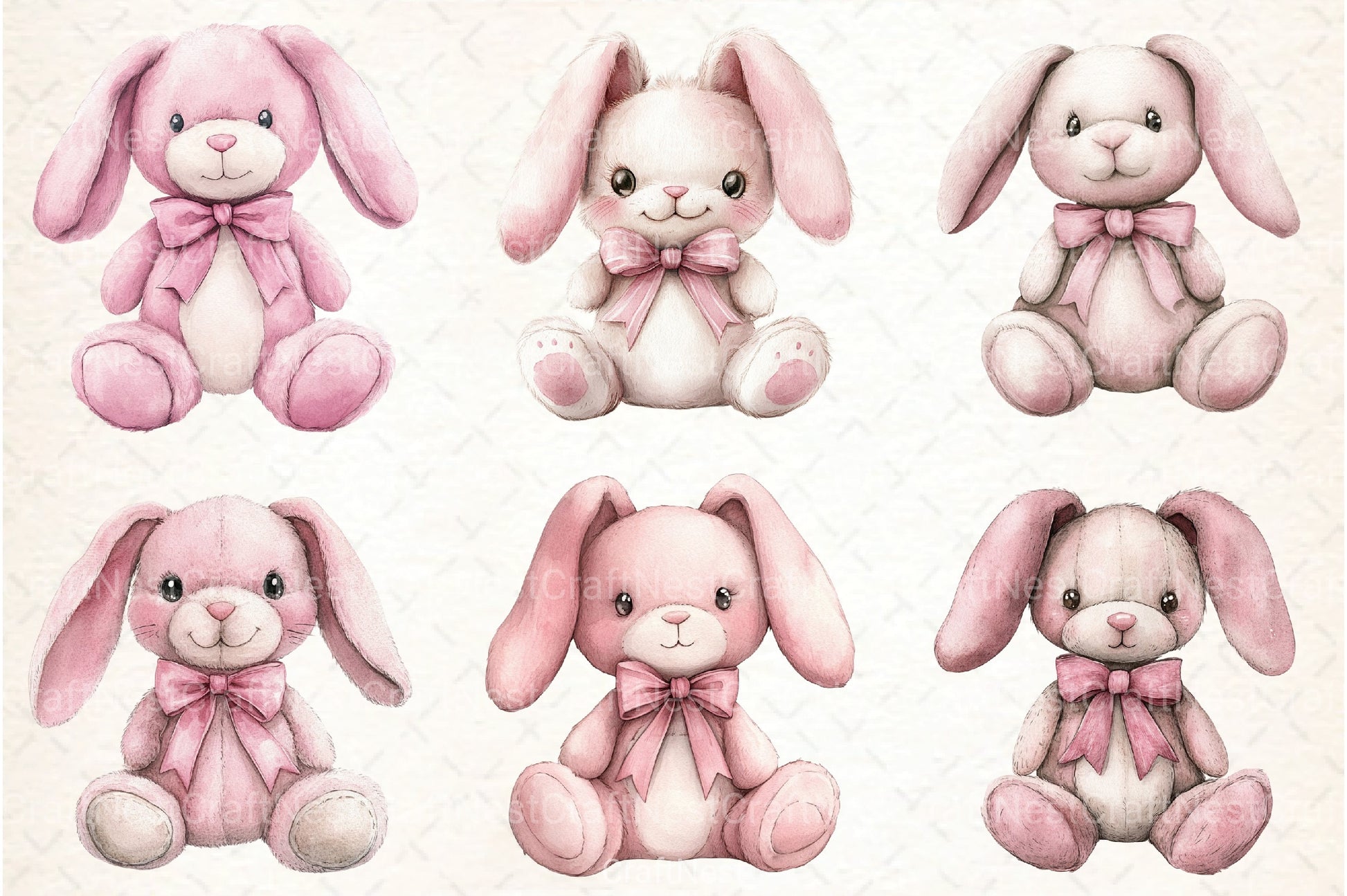 Boho Pink Bunny Clipart Bundle - CraftNest - Digital Crafting and Art
