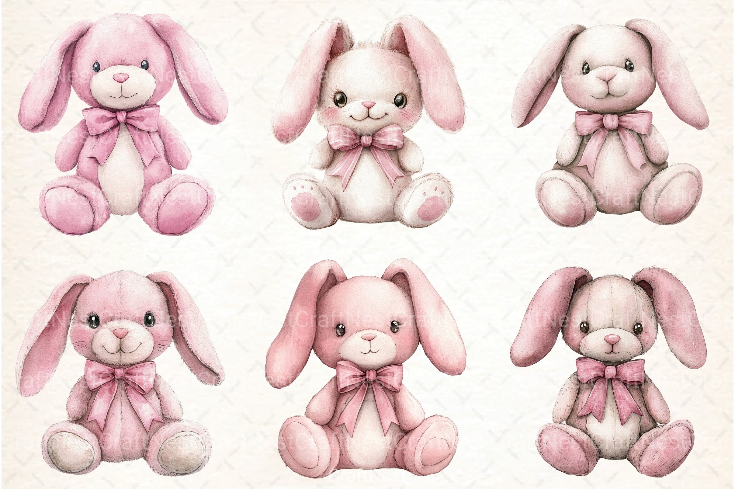 Boho Pink Bunny Clipart Bundle - CraftNest - Digital Crafting and Art