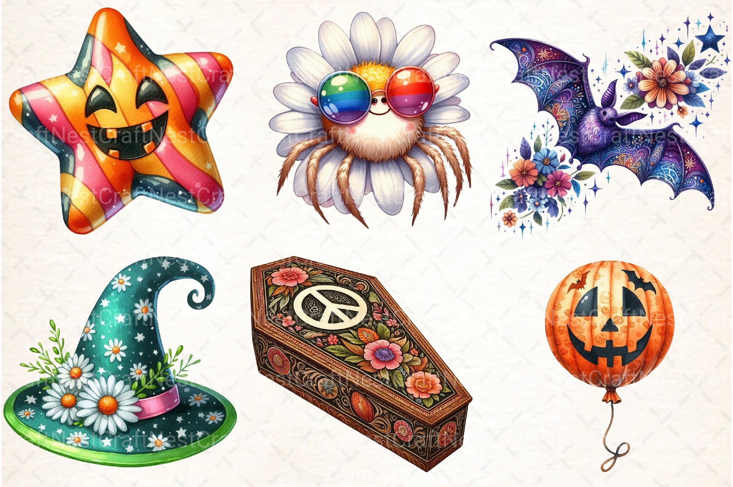 Groovy Halloween Clipart Bundle 99 - CraftNest - Digital Crafting and Art