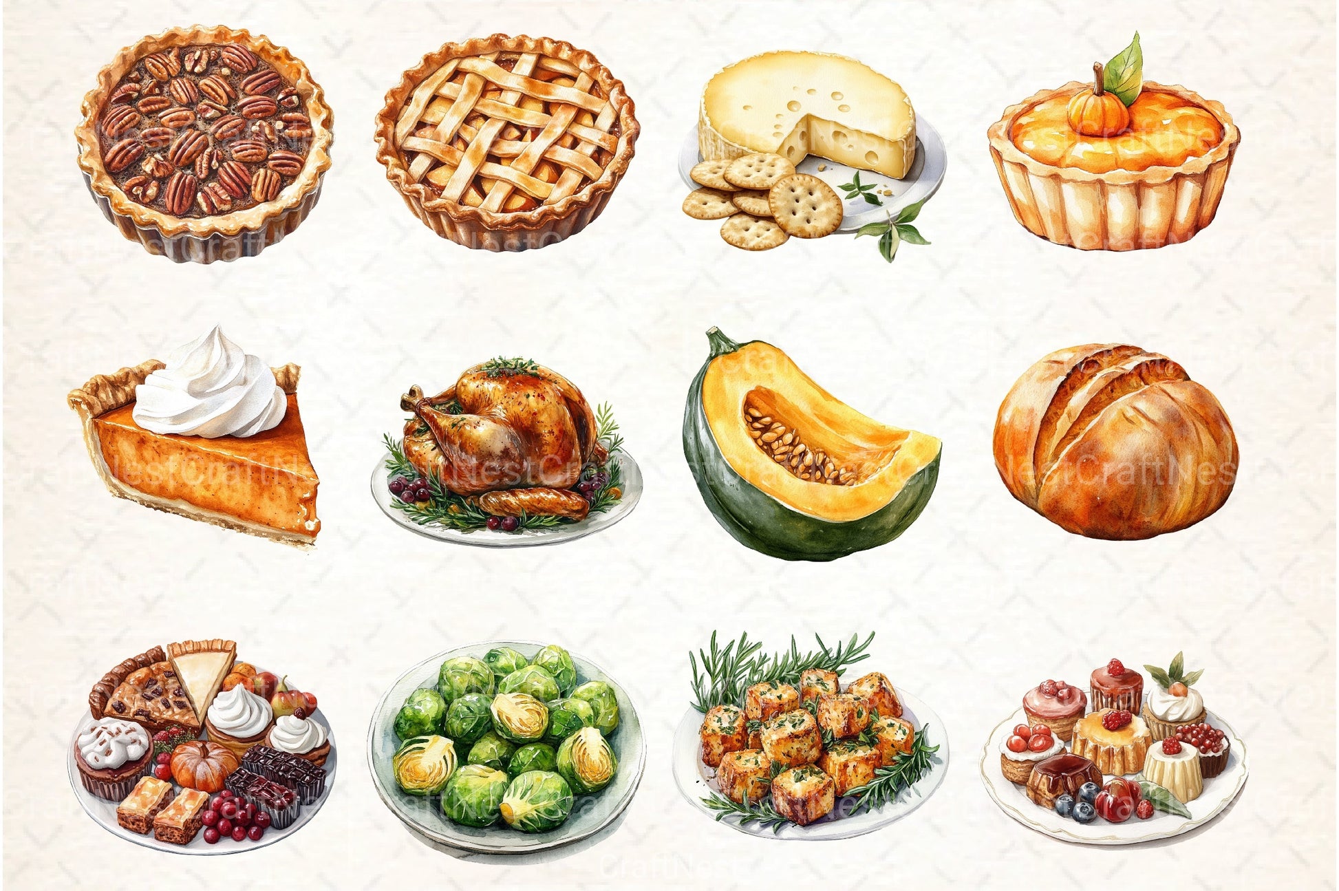 Cozy Fall Thanksgiving Food Clipart Bundle - CraftNest - Digital Crafting and Art