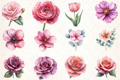 Dusty Pink Flowers Clipart Bundle 1 - CraftNest - Digital Crafting and Art