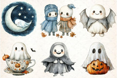 Cute Halloween Ghost Clipart Bundle 37 - CraftNest - Digital Crafting and Art
