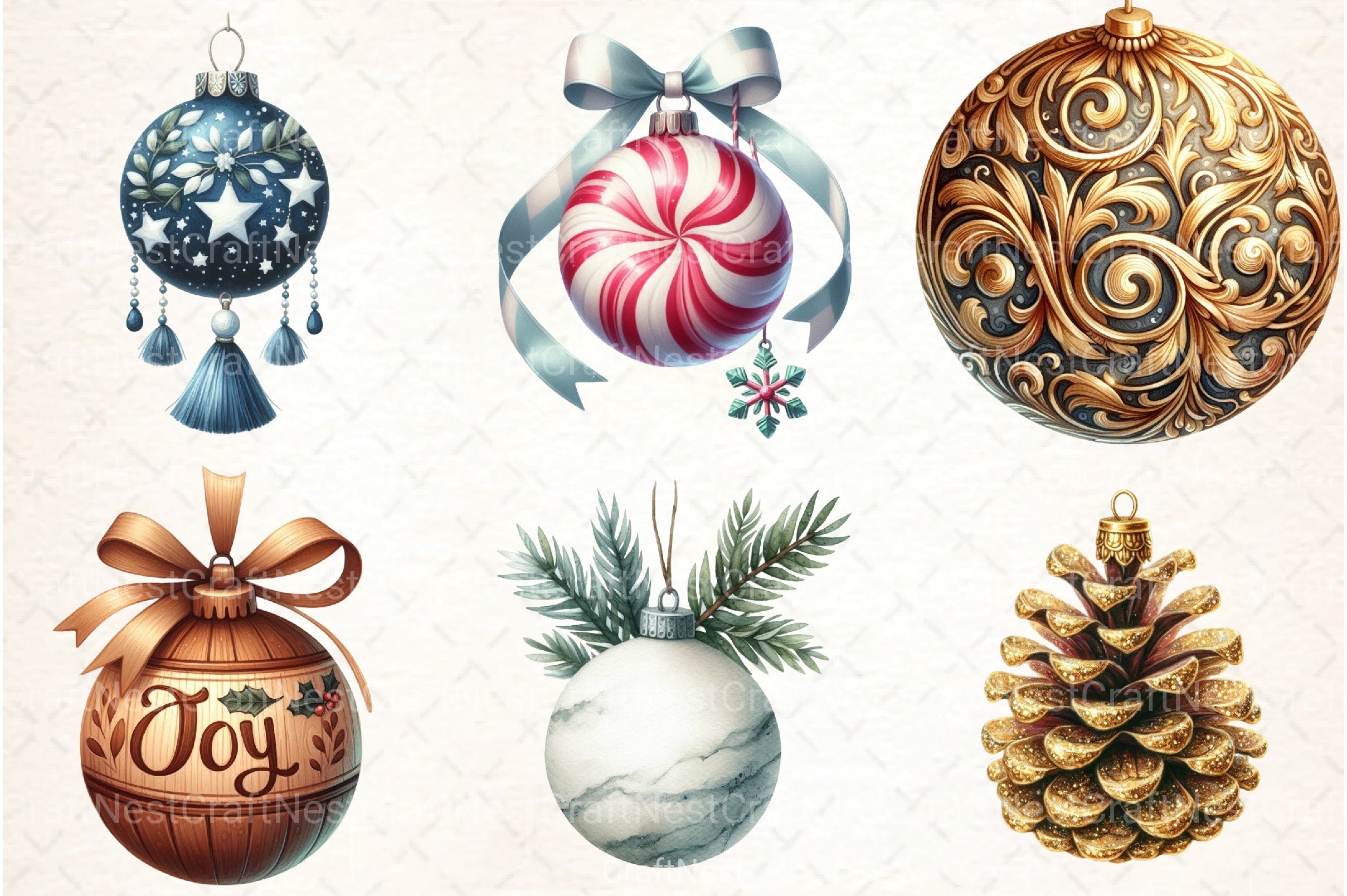 Christmas Ornament Clipart Bundle - CraftNest - Digital Crafting and Art