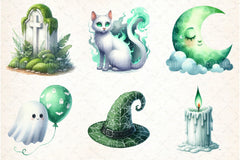 Green & White Halloween Clipart Bundle 99 - CraftNest - Digital Crafting and Art