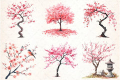 Japanese Cherry Blossom Tree Clipart Bundle - CraftNest - Digital Crafting and Art