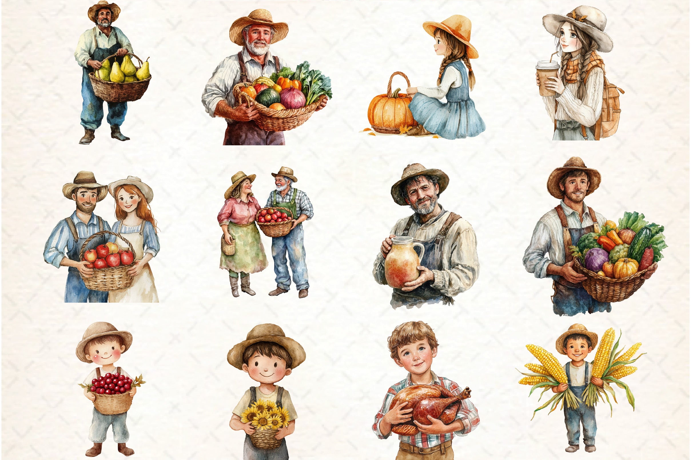Thanksgiving Farmer Clipart Bundle