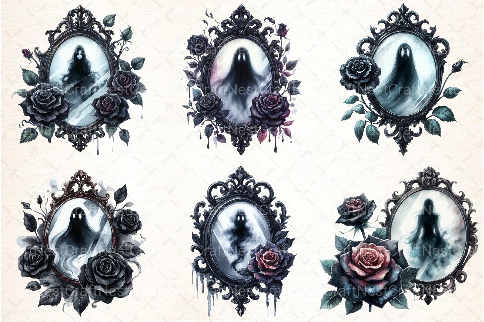 Gothic Antique Mirror Clipart Bundle - CraftNest - Digital Crafting and Art