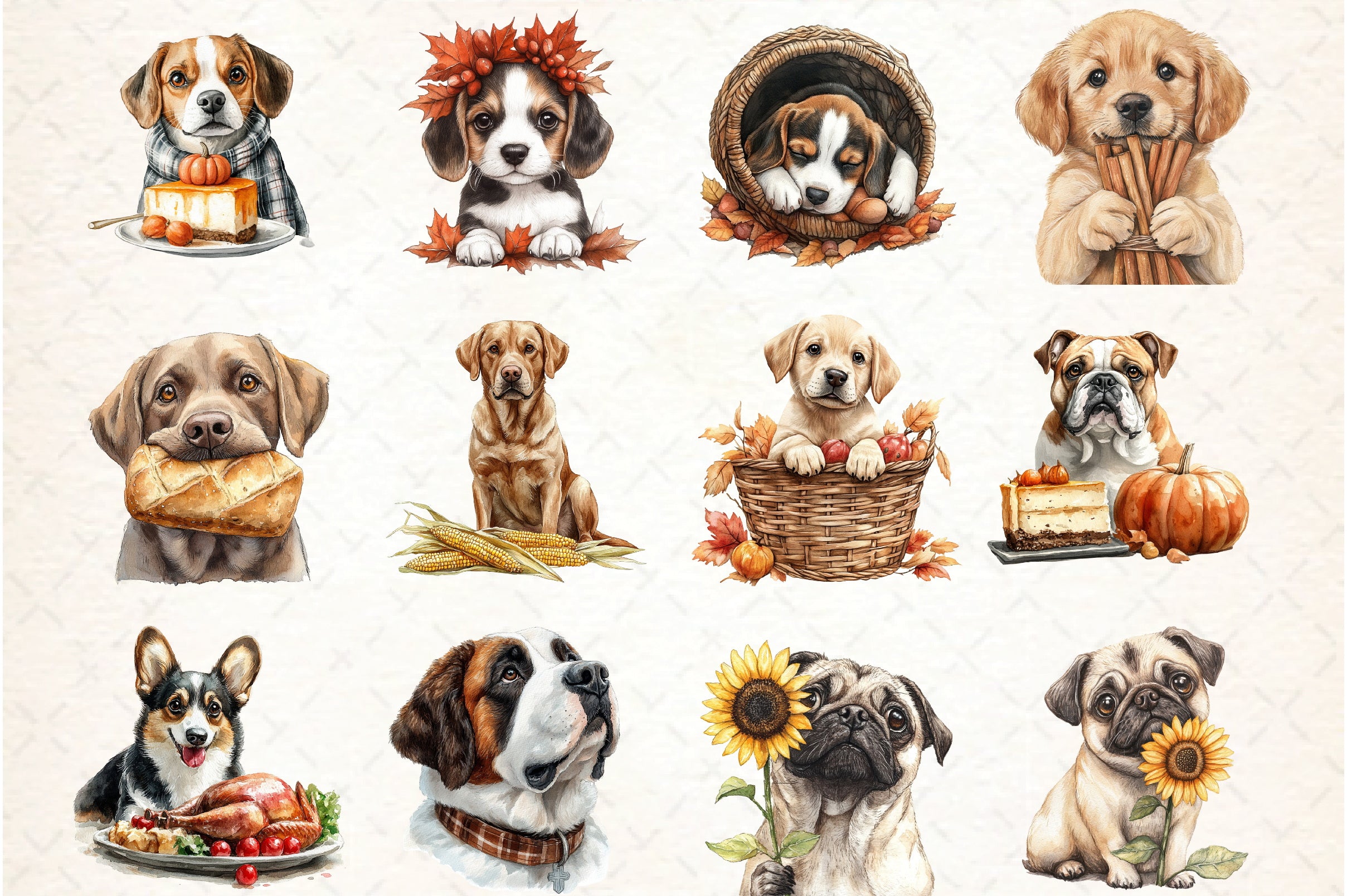 Thanksgiving Dog Clipart Bundle