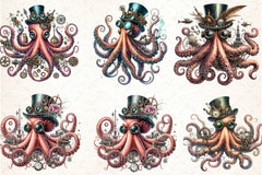 Steampunk Octopus Clipart Bundle - CraftNest - Digital Crafting and Art