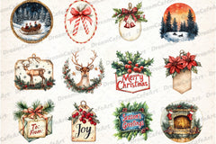 Vintage Christmas Label Clipart Bundle - CraftNest - Digital Crafting and Art