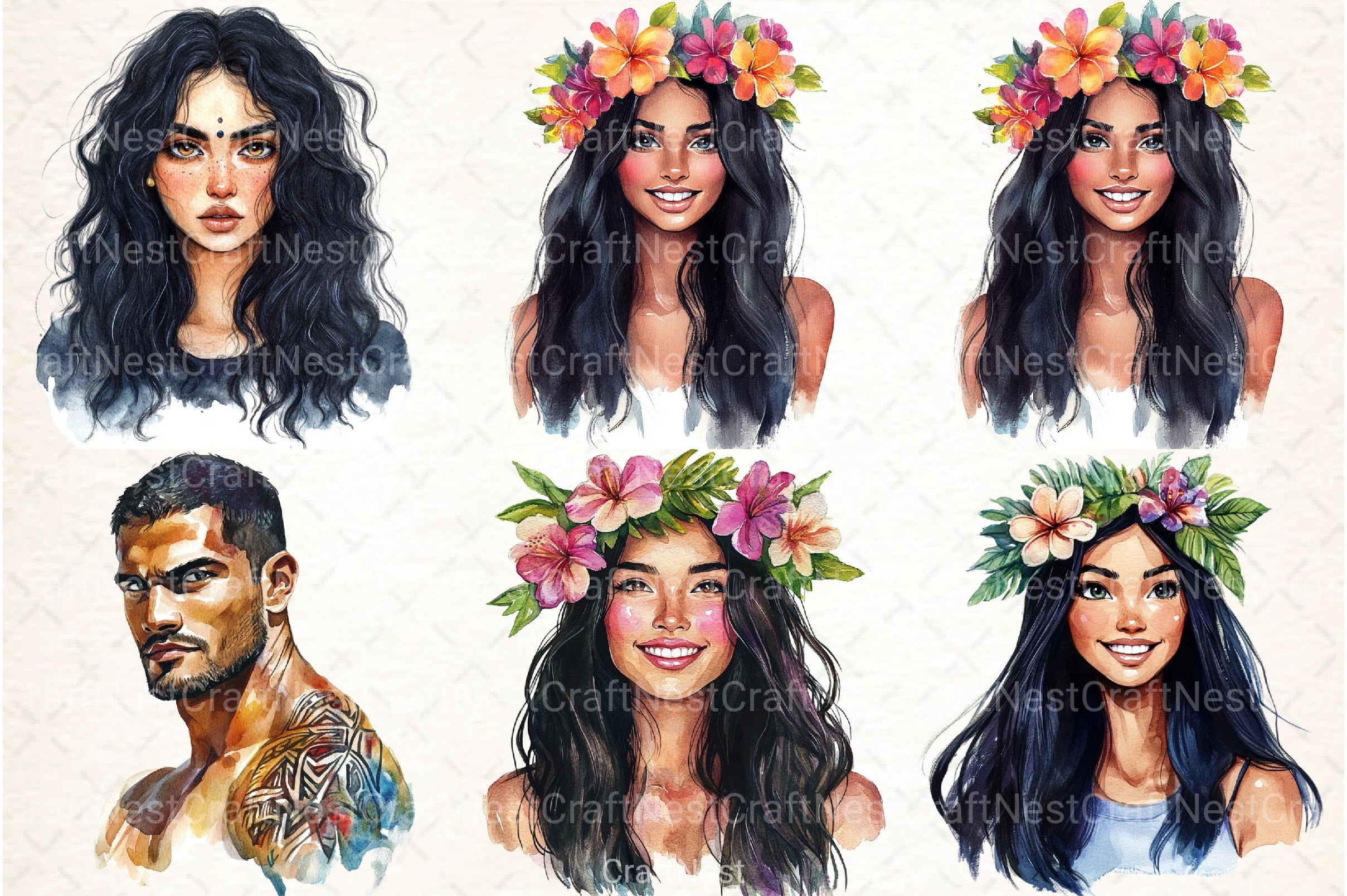 Ethnic Portrait Clipart Bundle - CraftNest - Digital Crafting and Art