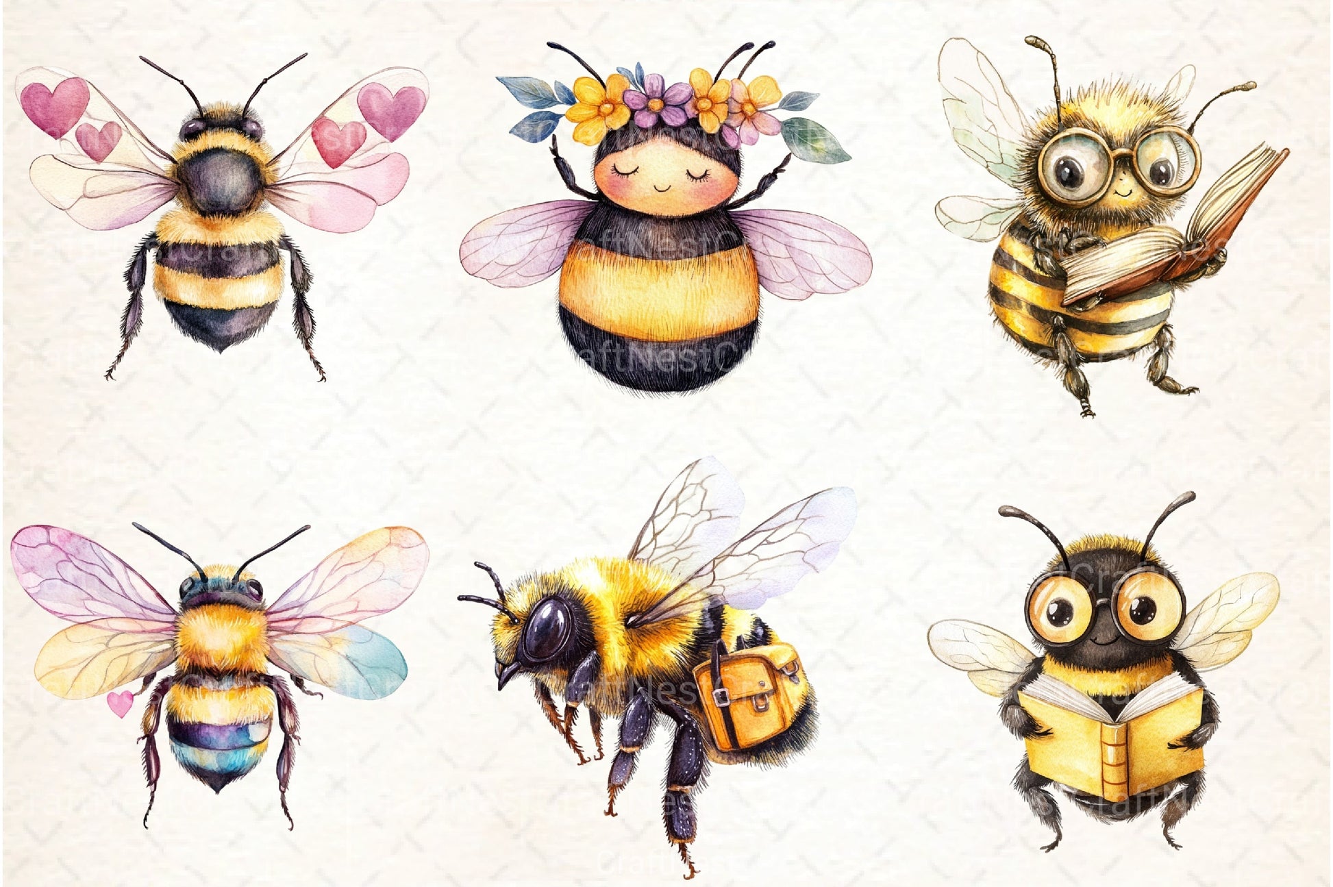 Cute Bees Clipart Bundle 16 - CraftNest - Digital Crafting and Art