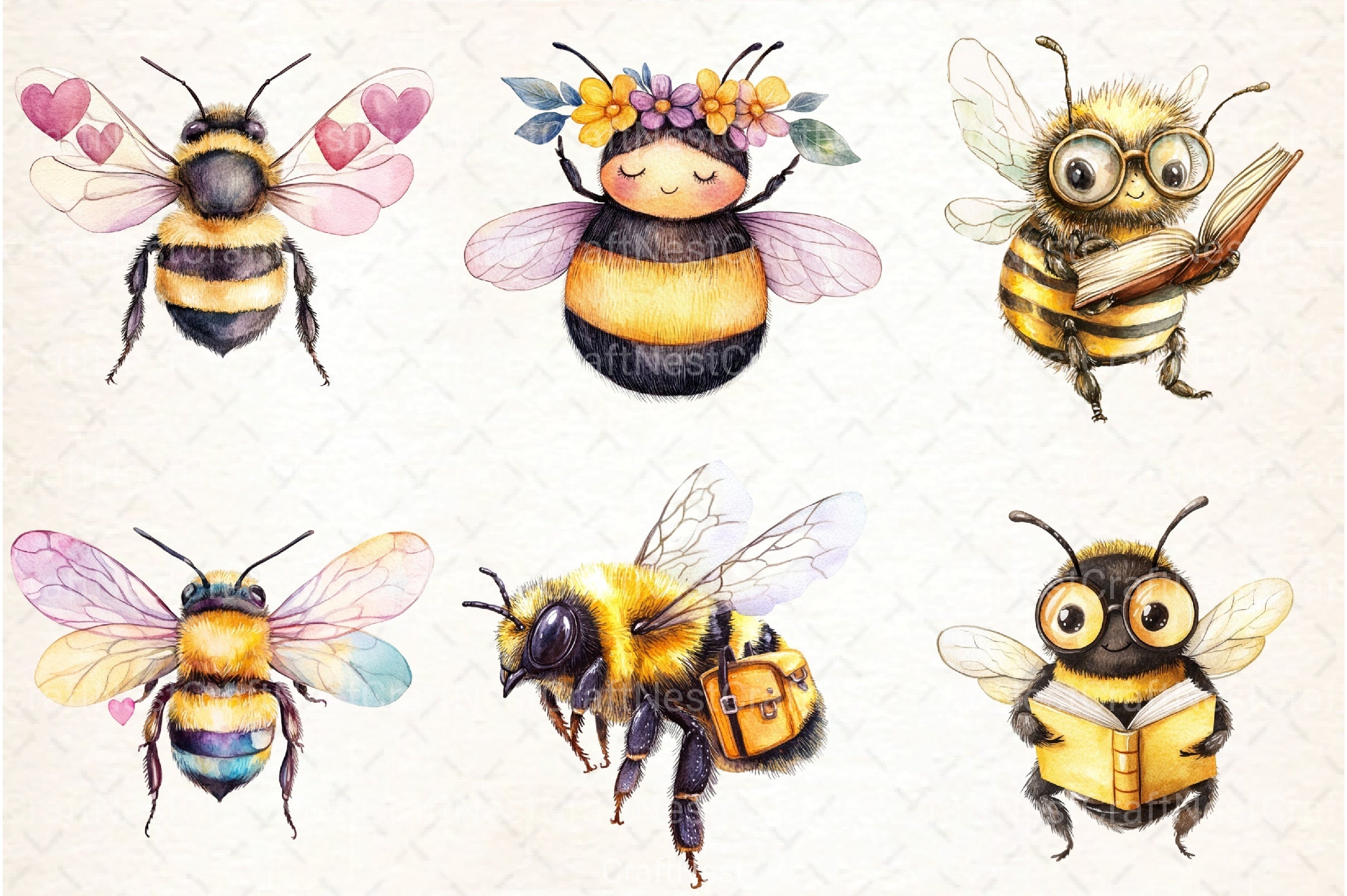 Cute Bees Clipart Bundle 16 - CraftNest - Digital Crafting and Art
