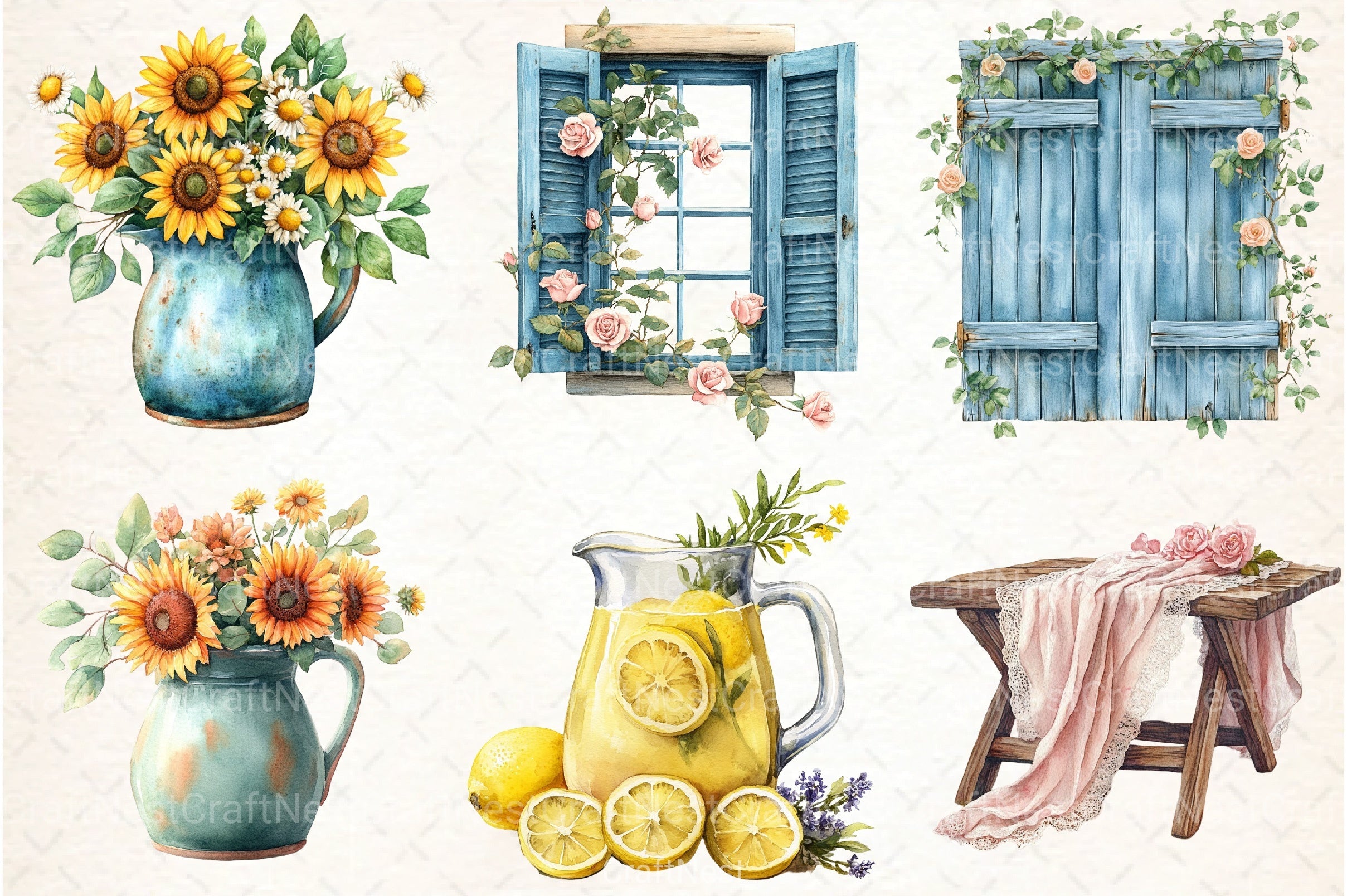 Summer Shabby Chic Decor Clipart Bundle - CraftNest - Digital Crafting and Art
