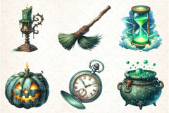 Antique Green Halloween Clipart Bundle 3 - CraftNest - Digital Crafting and Art