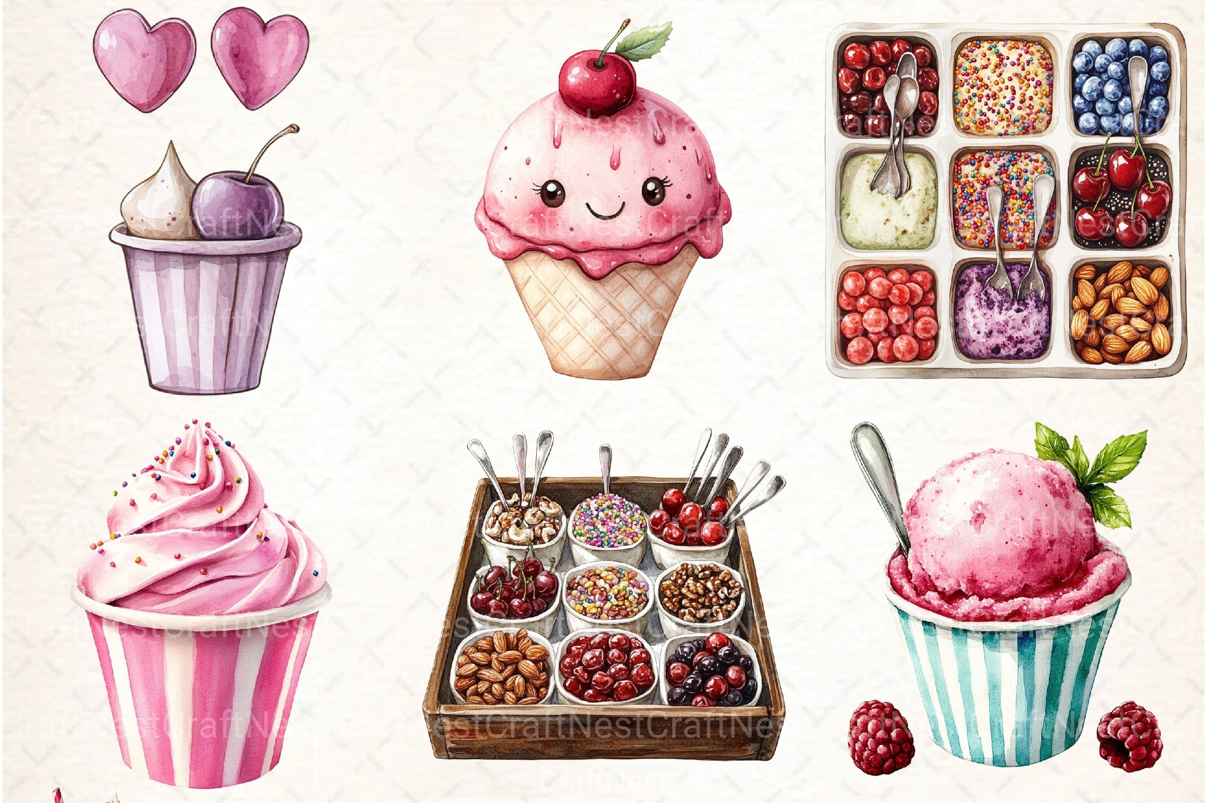 Ice Cream Shop Clipart Bundle - CraftNest - Digital Crafting and Art