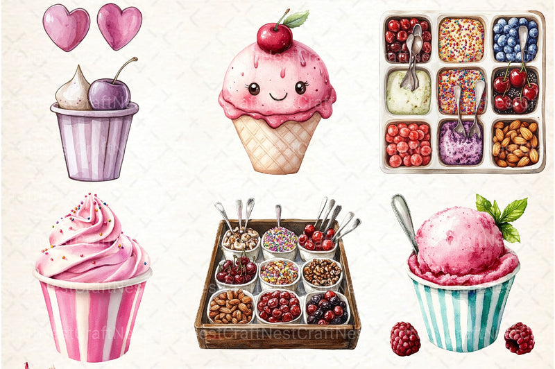 Ice Cream Shop Clipart Bundle - CraftNest - Digital Crafting and Art