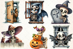 Funny Skeleton Peeking Clipart Bundle 21 - CraftNest - Digital Crafting and Art