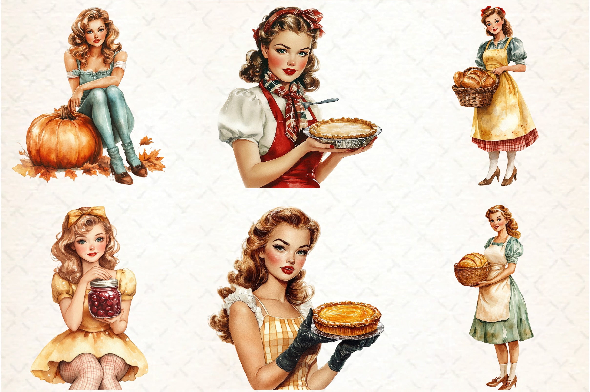 Thanksgiving Pin-Up Girl Clipart Bundle