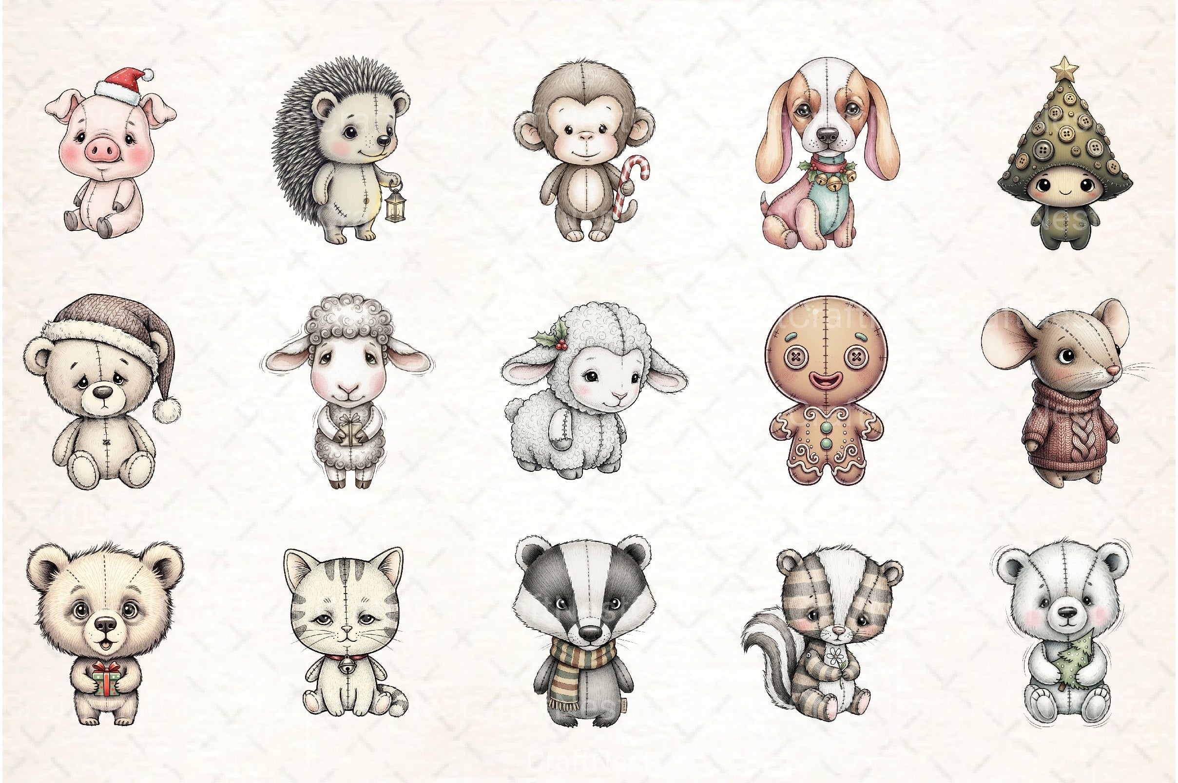 Christmas Animal Clipart Bundle 1 - CraftNest - Digital Crafting and Art