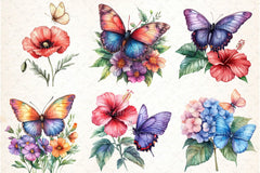 Colorful Flowers and Butterflies Clipart Bundle - CraftNest - Digital Crafting and Art