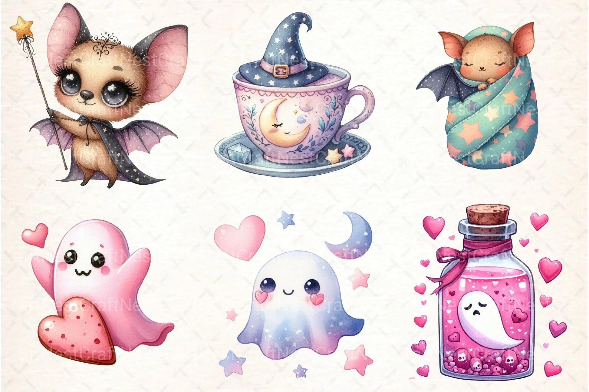 Dreamy Cute Halloween Clipart Bundle 1 - CraftNest - Digital Crafting and Art
