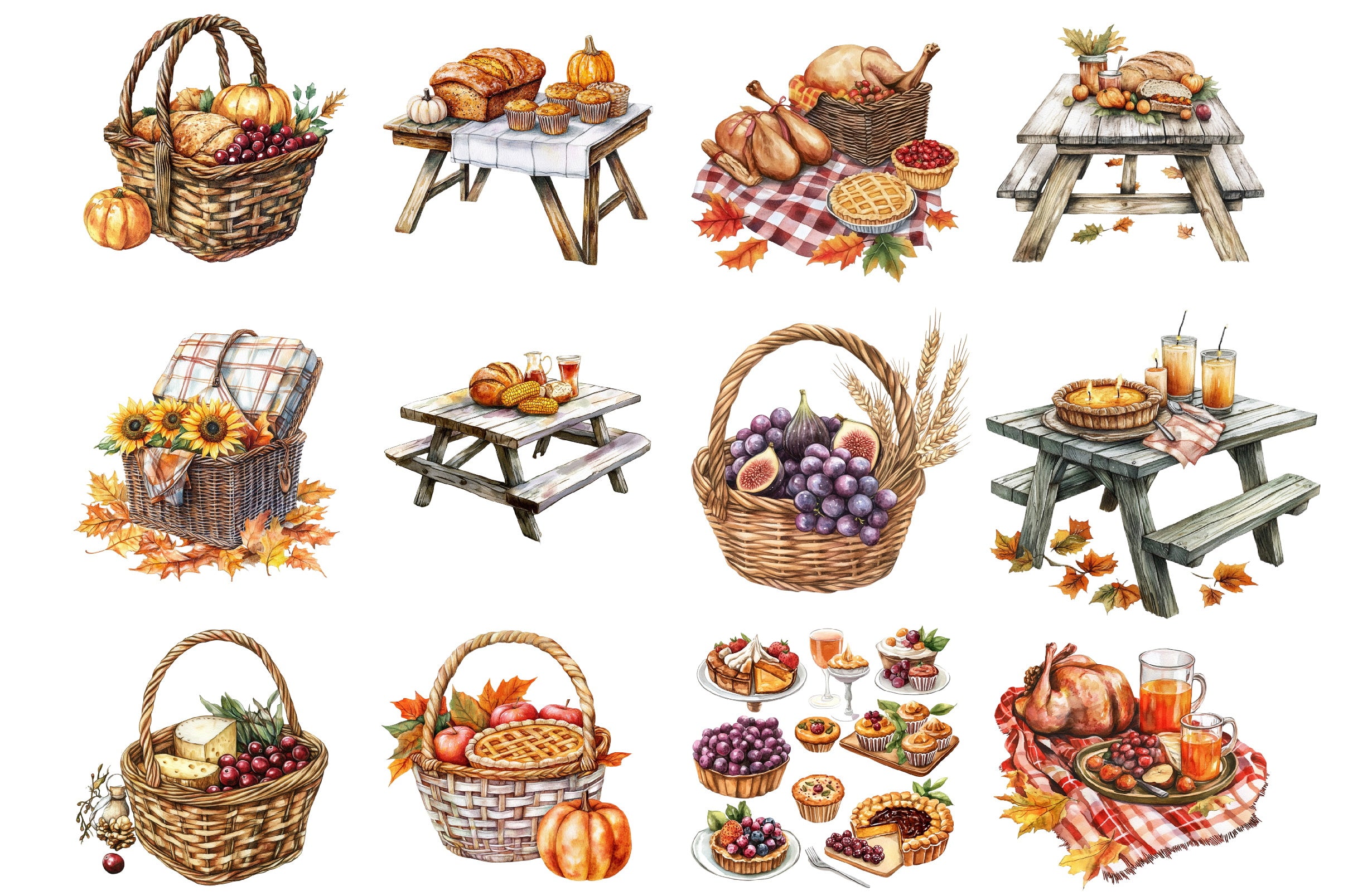 Thanksgiving Picnic Clipart Bundle