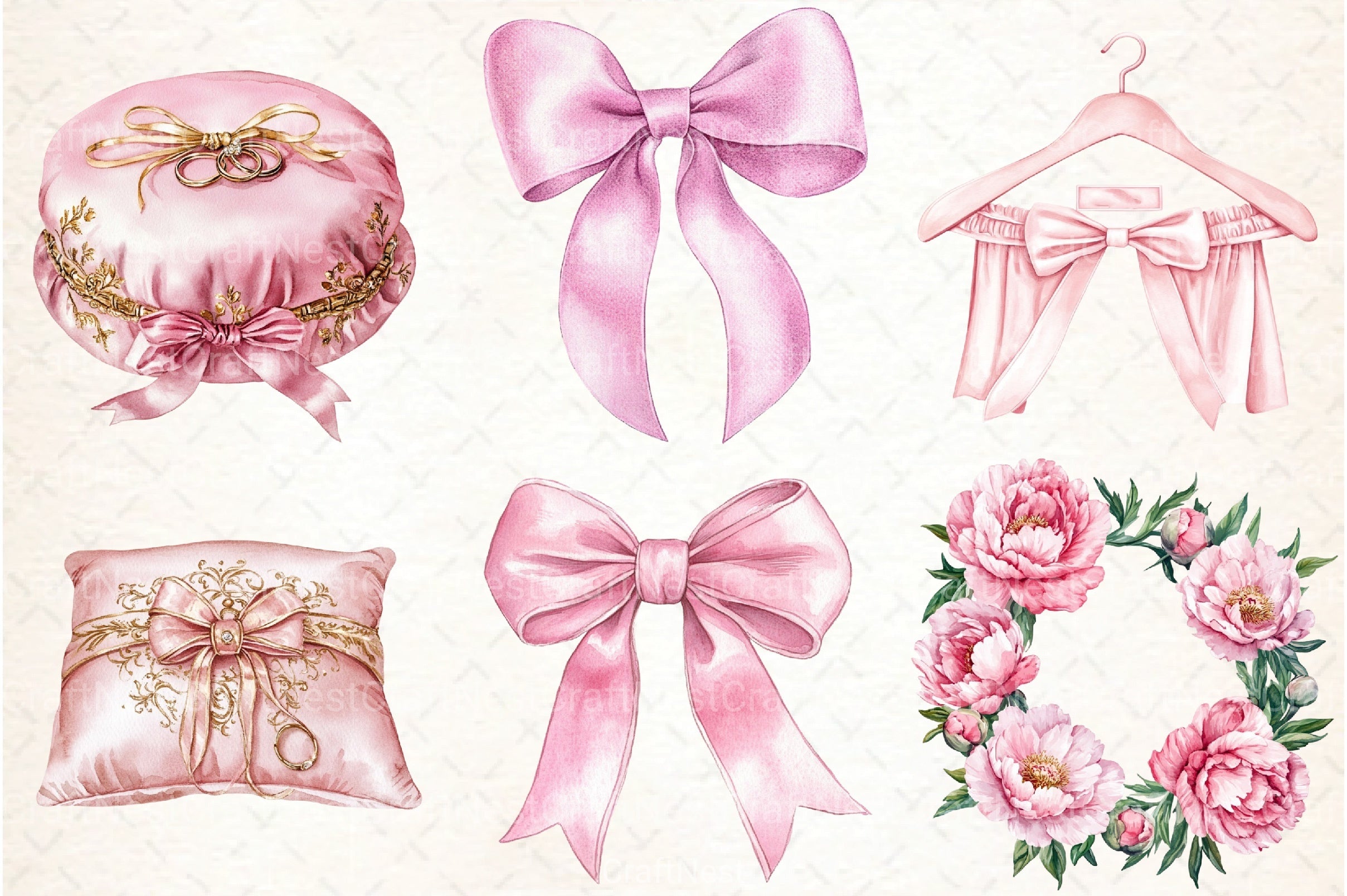Pink Wedding Day Clipart Bundle - CraftNest - Digital Crafting and Art