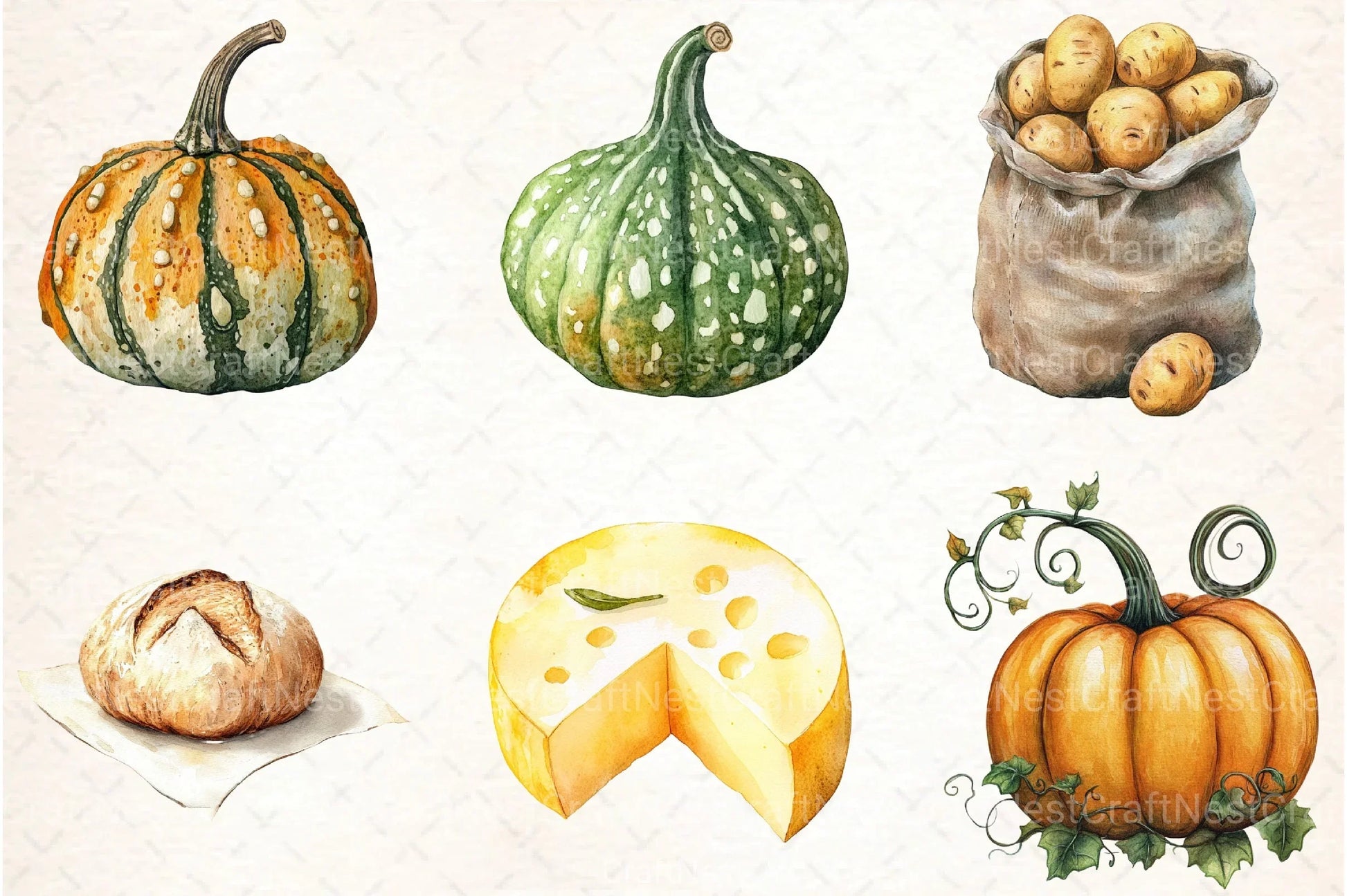 Harvest Blessings Thanksgiving Clipart Bundle - CraftNest - Digital Crafting and Art