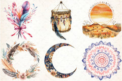 Boho Tribal Clipart Set Bundle - CraftNest - Digital Crafting and Art