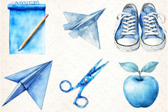 Blue School Clipart Bundle - CraftNest - Digital Crafting and Art