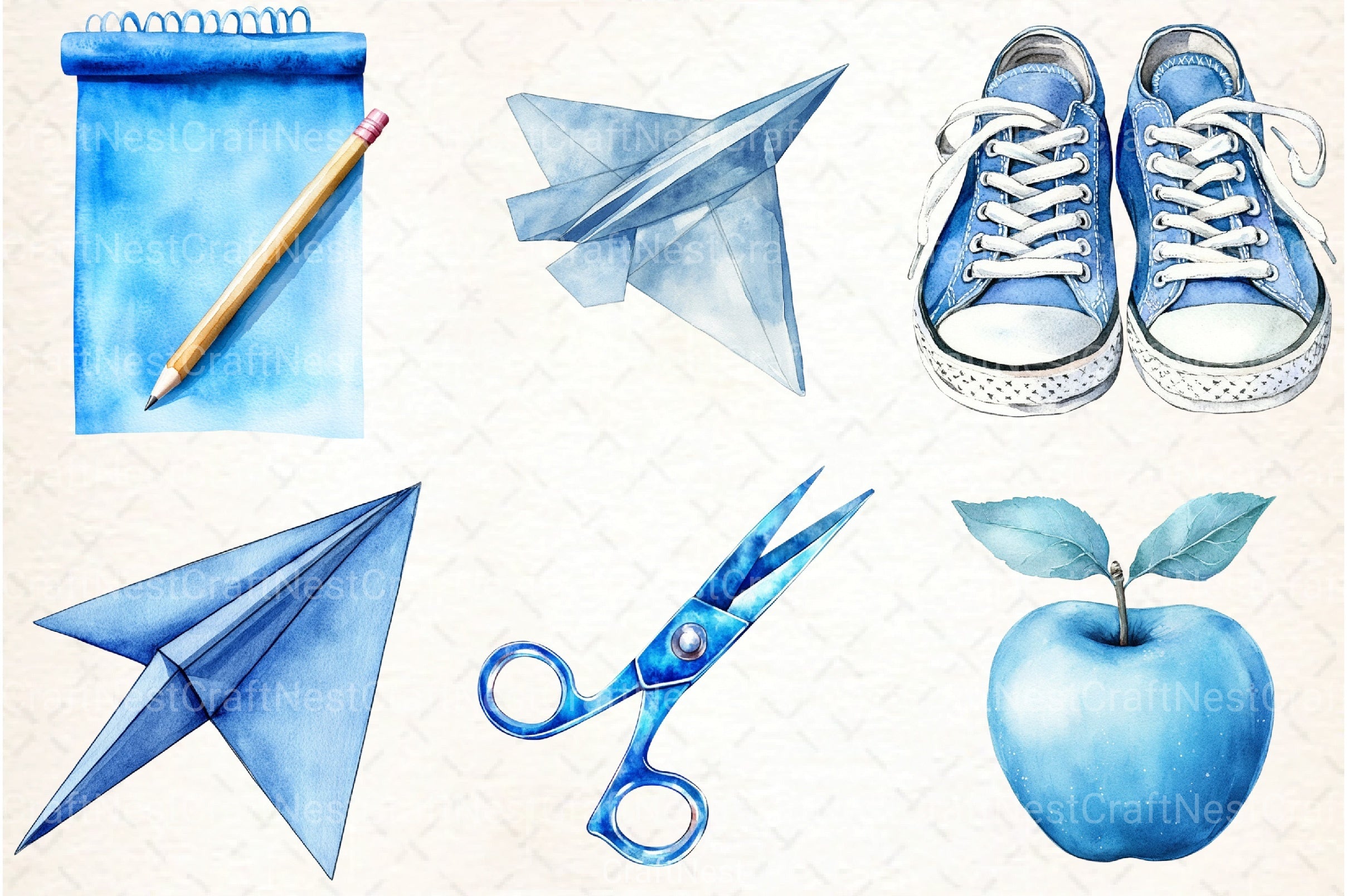 Blue School Clipart Bundle - CraftNest - Digital Crafting and Art