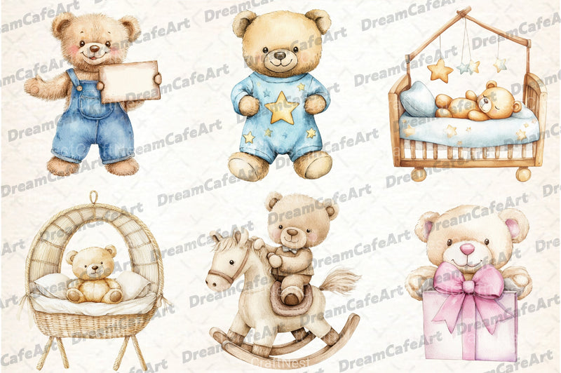 Teddy Bear Baby Shower Clipart Bundle - CraftNest - Digital Crafting and Art