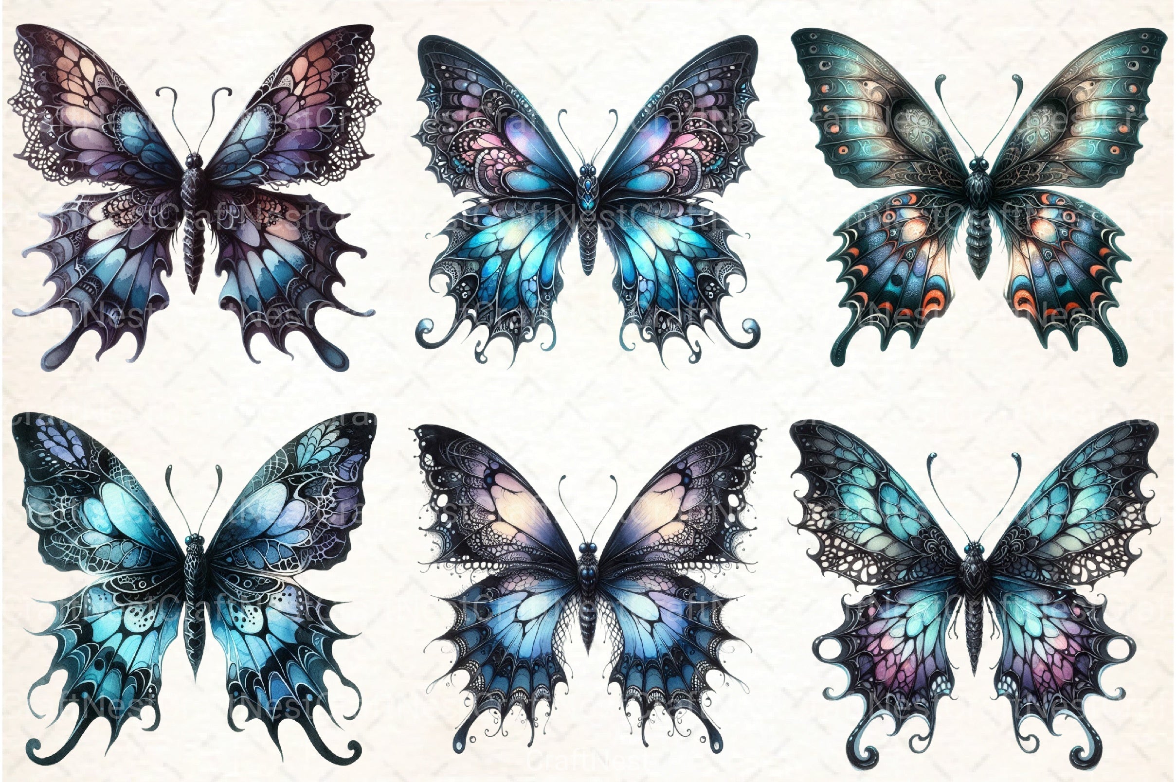 Gothic Butterfly Clipart Bundle 1 - CraftNest - Digital Crafting and Art