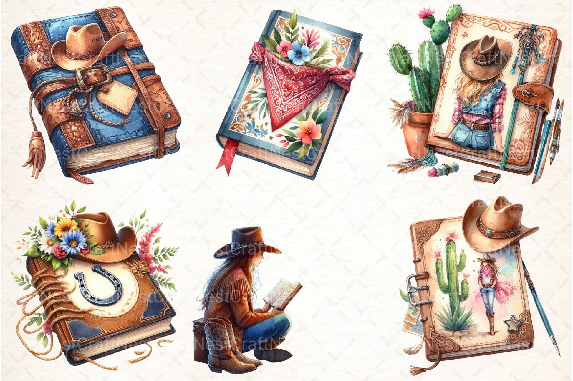 Western Cowgirl Book Clipart Bundle 2 - CraftNest - Digital Crafting and Art
