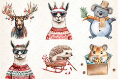Funny Christmas Animals Clipart Bundle 99 - CraftNest - Digital Crafting and Art