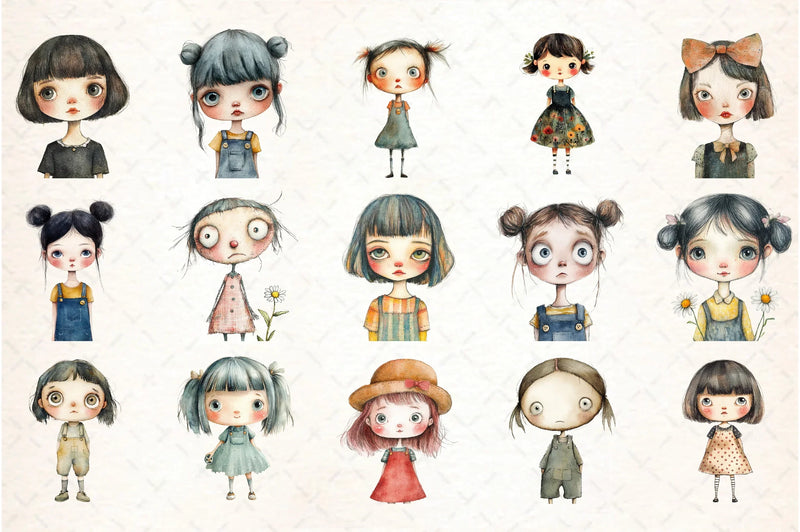 Retro Girls Clipart Bundle - CraftNest - Digital Crafting and Art