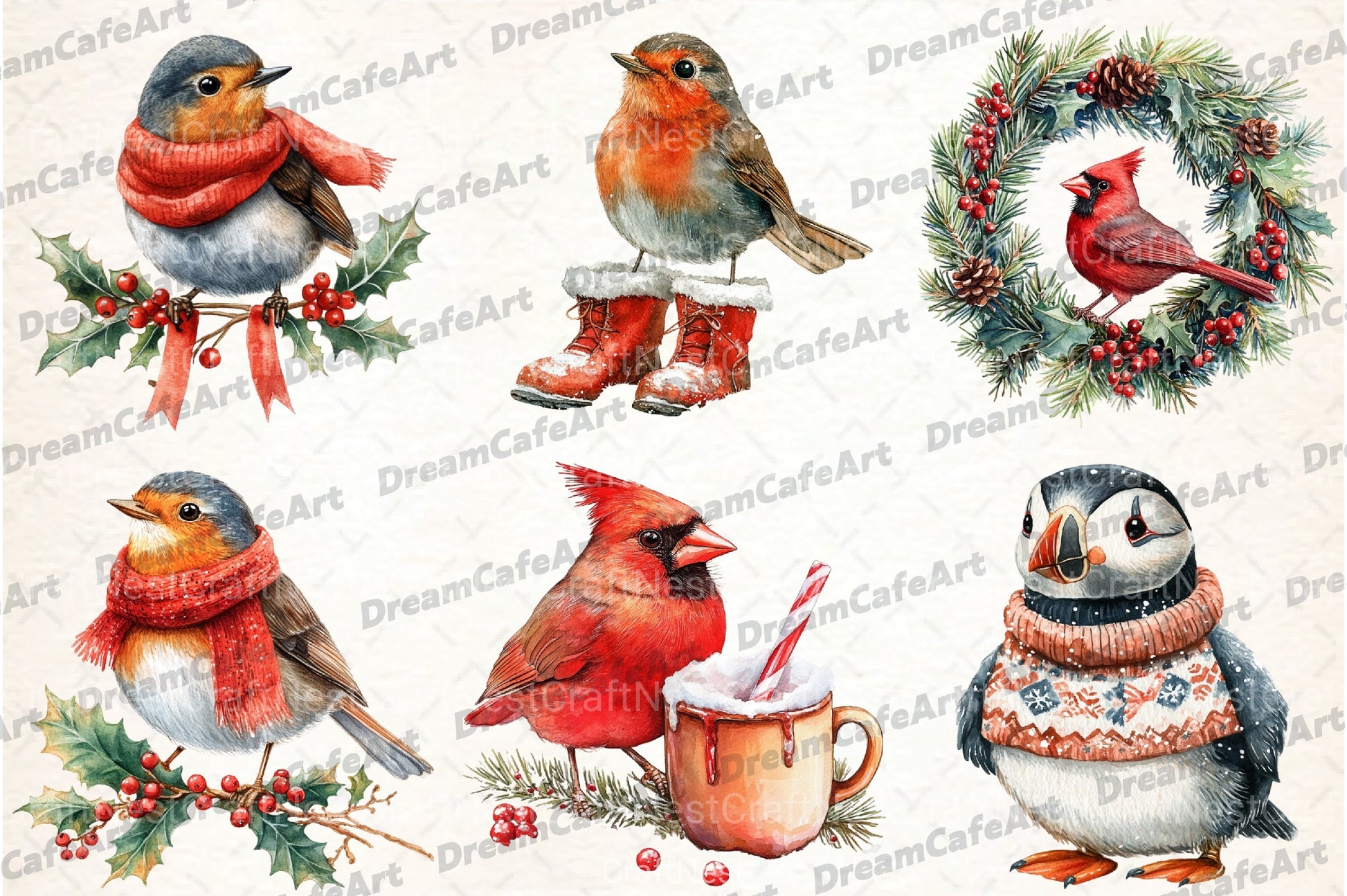 Christmas Birds Clipart Bundle 2 - CraftNest - Digital Crafting and Art