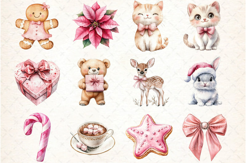 Kawaii Coquette Christmas Clipart Bundle - CraftNest - Digital Crafting and Art