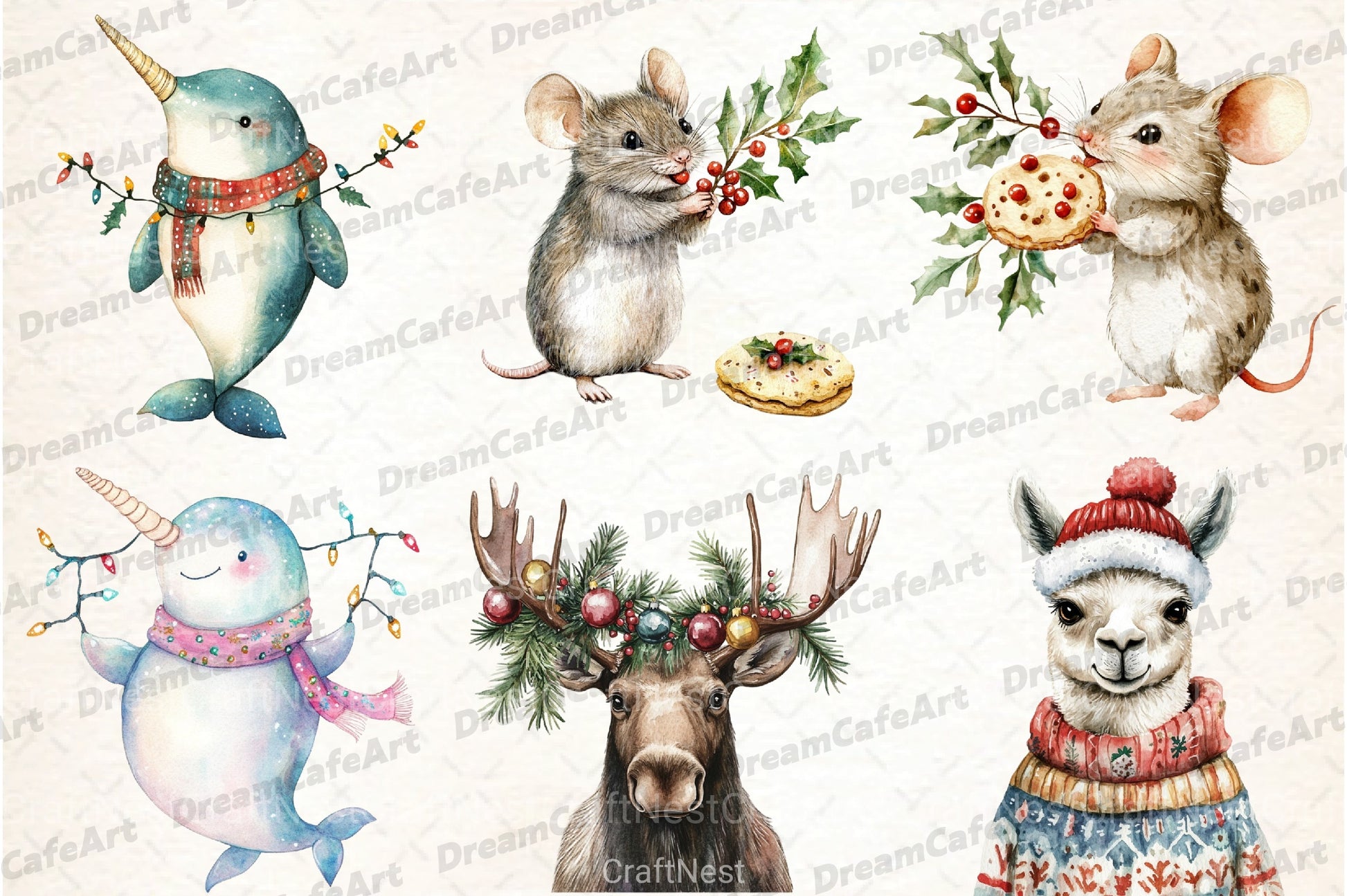 Christmas Animals Clipart Bundle 99 - CraftNest - Digital Crafting and Art