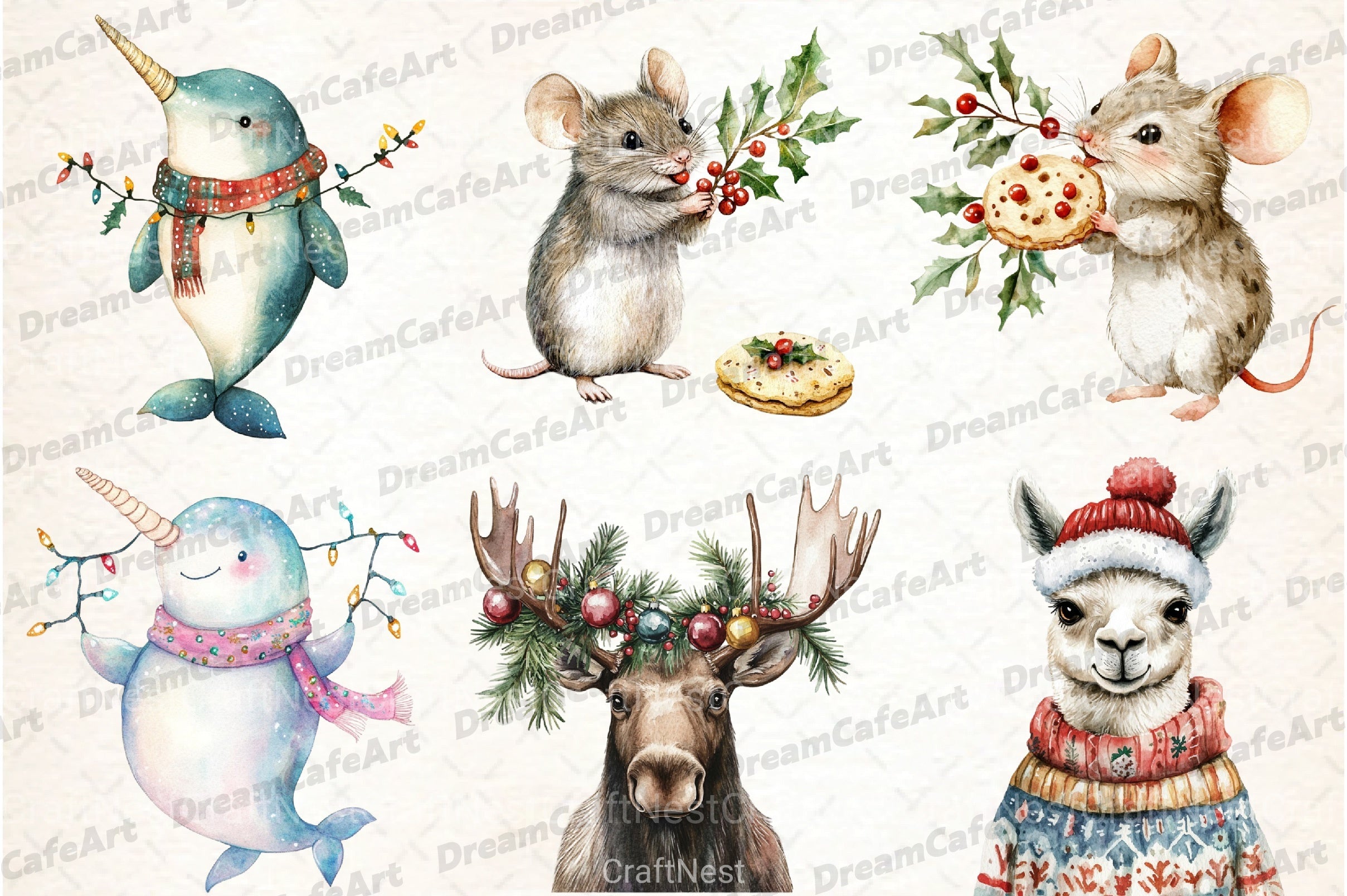 Christmas Animals Clipart Bundle 99 - CraftNest - Digital Crafting and Art