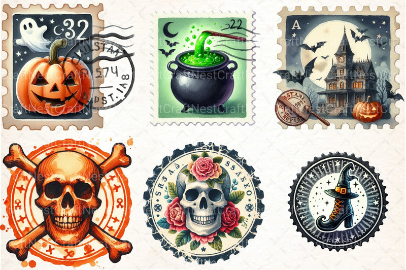 Halloween Stamp Clipart Bundle 1 - CraftNest - Digital Crafting and Art