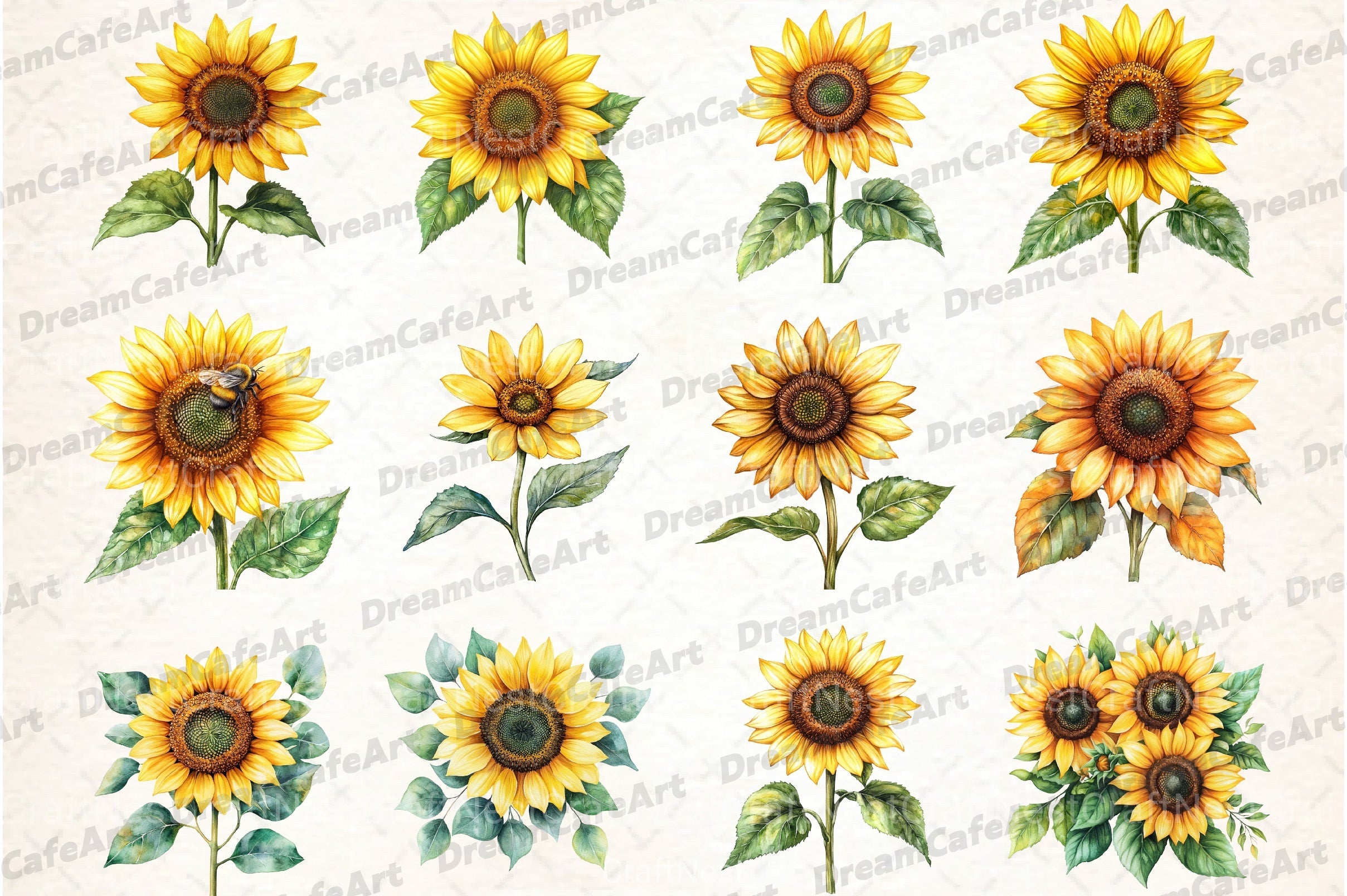 Yellow Sunflower Flowers Clipart Bundle - CraftNest - Digital Crafting and Art