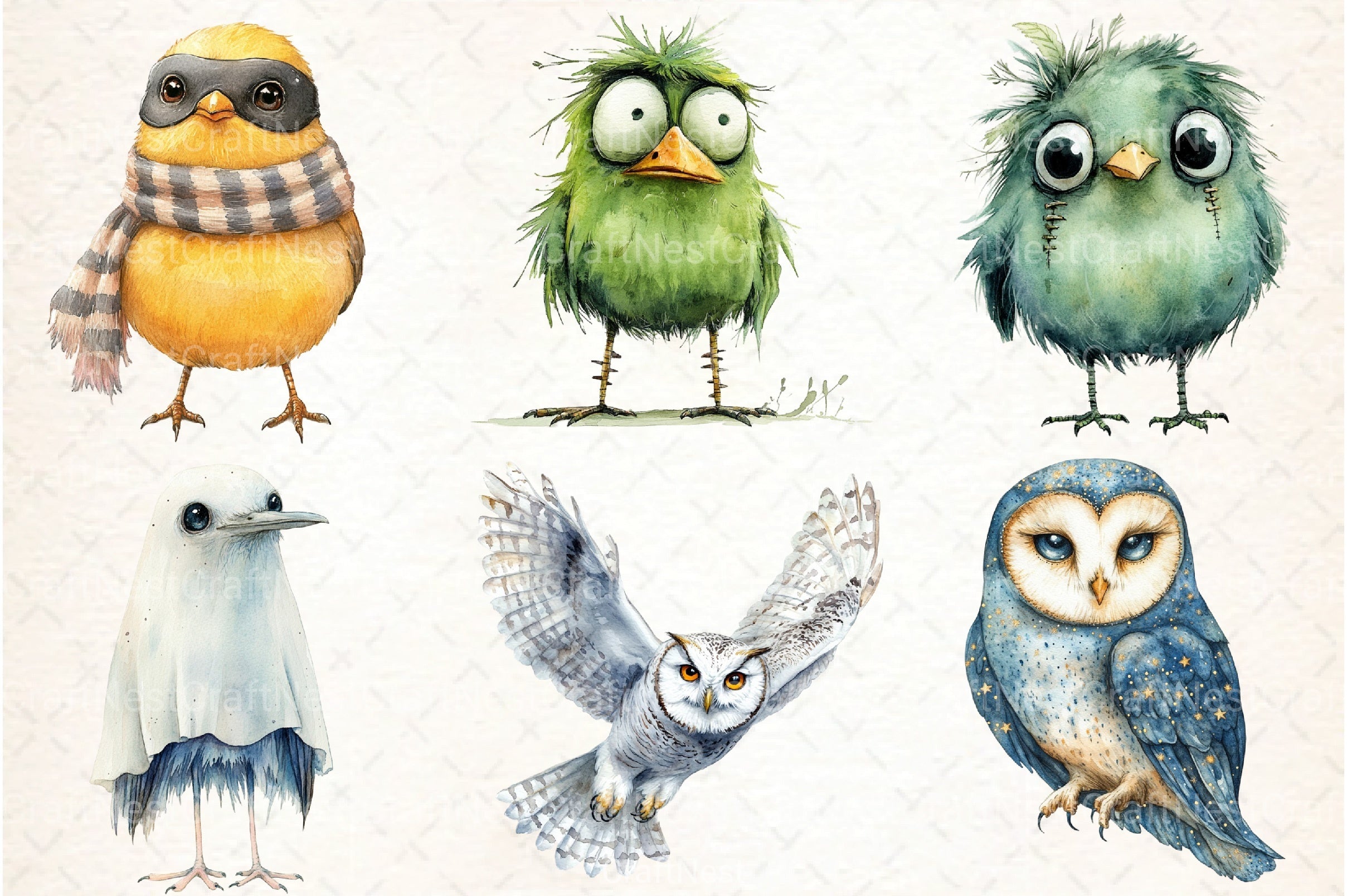 Halloween Spooky Quirky Birds Clipart Bundle - CraftNest - Digital Crafting and Art