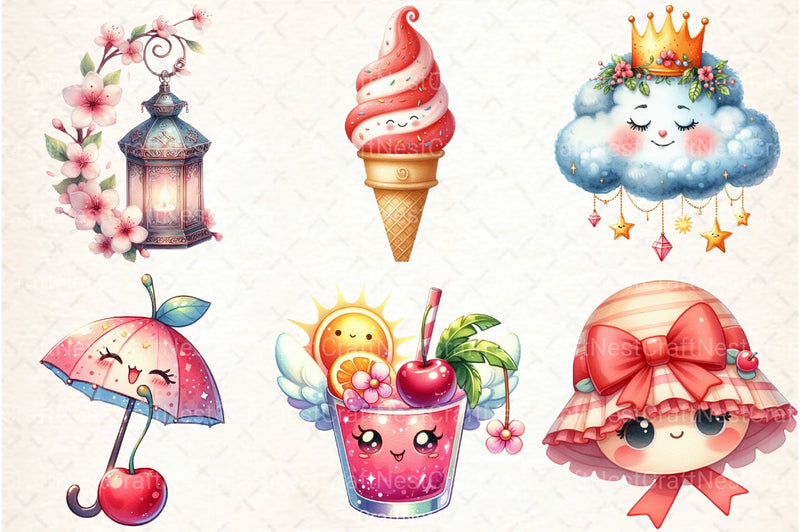 Cherry Red Magical Summer Clipart Bundle 1 - CraftNest - Digital Crafting and Art