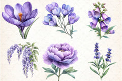Purple Flowers Clipart Bundle 1 - CraftNest - Digital Crafting and Art