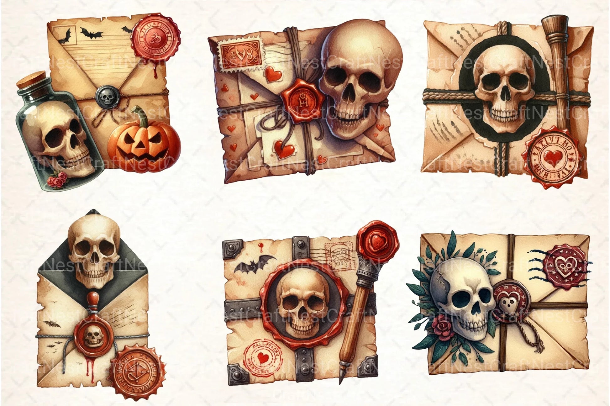 Halloween Love Letter Stamp Clipart Bundle - CraftNest - Digital Crafting and Art