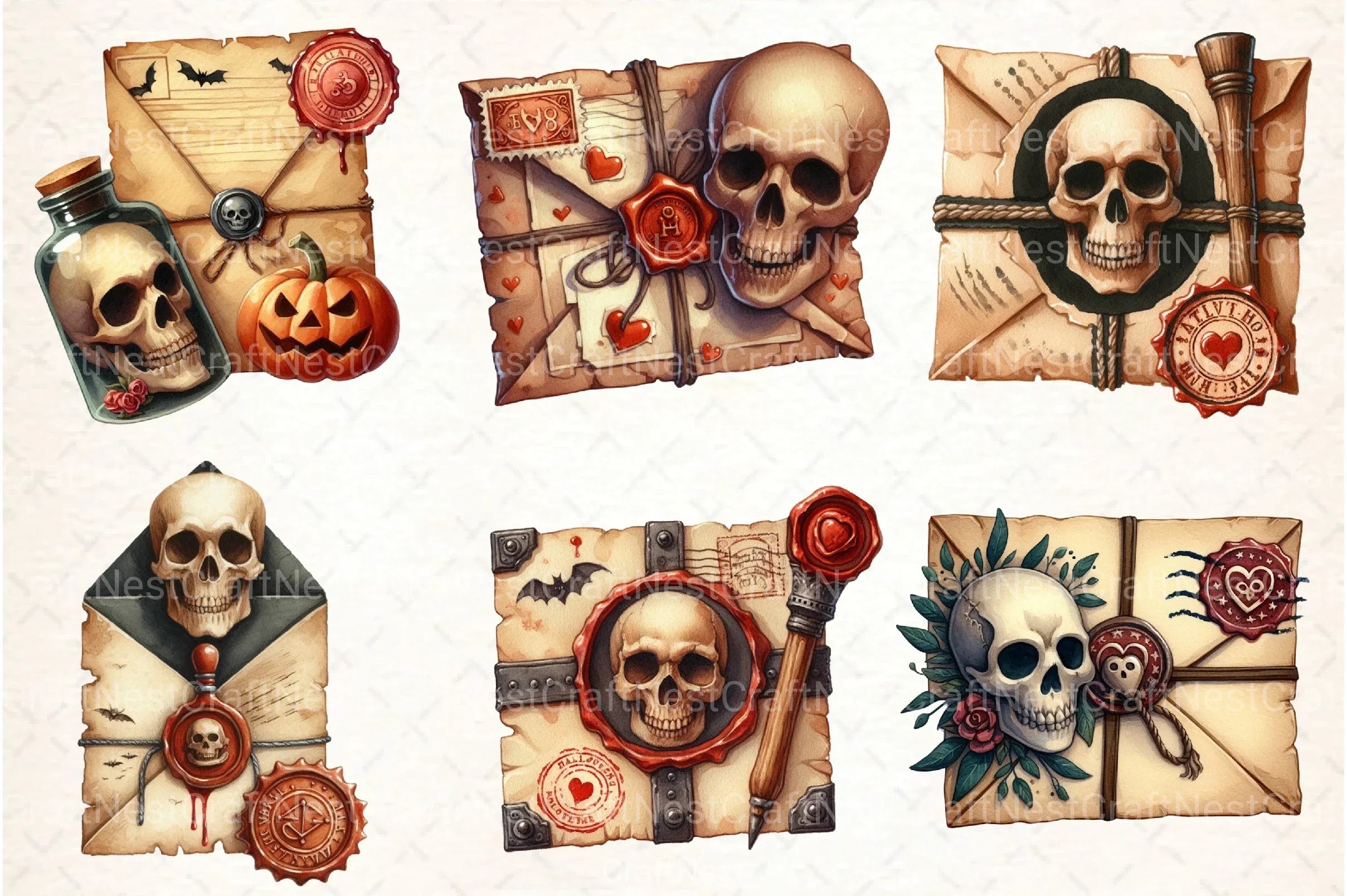 Halloween Love Letter Stamp Clipart Bundle - CraftNest - Digital Crafting and Art